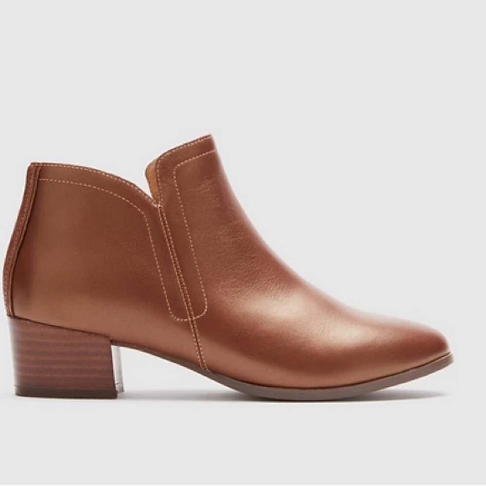 Frankie4 Novah Cognac Brown Side Zip Leather Ankle Booties